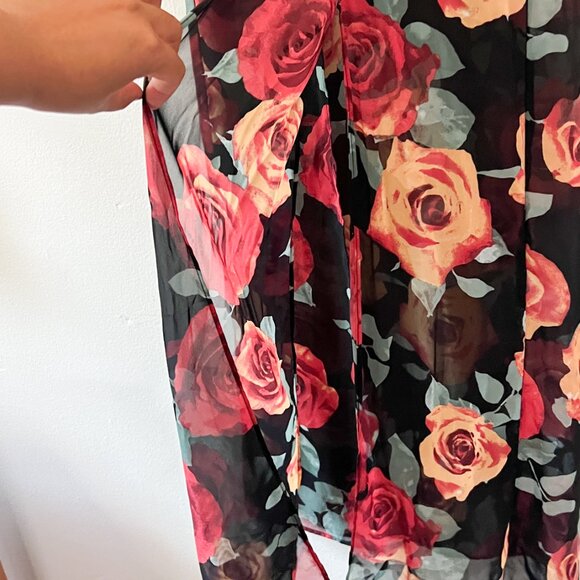 forever 21 / rose floral maxi skirt double slit S - Picture 4 of 6